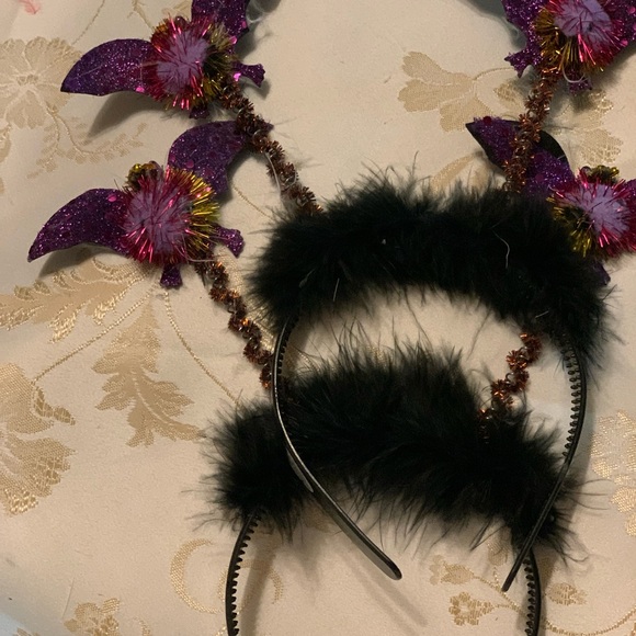 Two black headbands with purple sparkly bats on ends of each antenna. - Picture 6 of 7